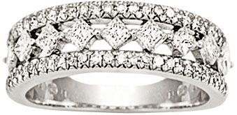 14K Gold 1 ct tw Princess Cut & Round Diamond Band