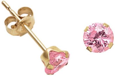 10K Gold Pink CZ Studs