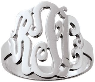 Sterling Silver Script Monogram Ring