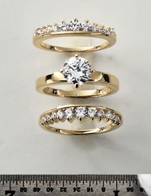 18K Gold Over Sterling SilverCZ 3-Piece Bridal Set