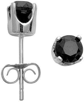 10K White Gold 3/4 ct tw Black Diamond Studs