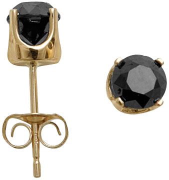 10K Gold 1 ct tw Black Diamond Studs