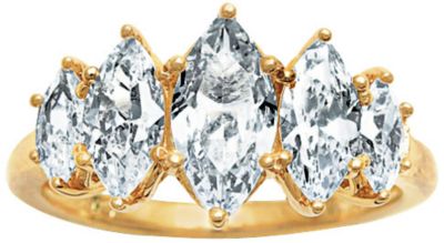 Save 30% 18K Gold/Silver Marquise CZ 5-Stone Ring