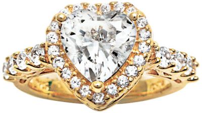 Save 30% 18K Gold Over Silver Heart CZ Ring