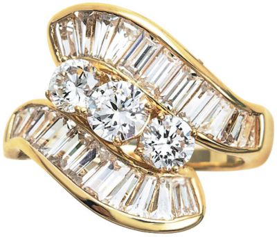 Save 30% 18K Gold Over Silver Baguette CZ Ring