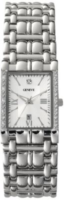 Geneve Men's Silvertone Diamond Watch