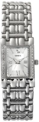 Geneve Ladies' Silver Tone Diamond Watch