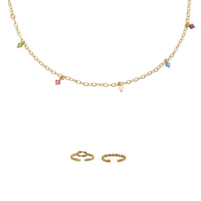 14K Gold Over Silver Ankle Bracelet & Toe Ring Set