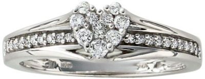 10K White Gold 1/4 ct tw Heart Cluster Ring