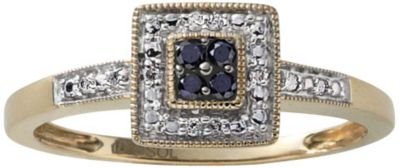 10K Gold 1/10 ct tw Black & White Diamond Ring