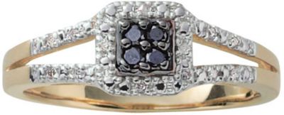 10K Gold 1/10 ct tw Black & White Diamond Ring