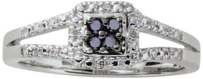 10K Gold 1/10 ct tw Black & White Diamond Ring