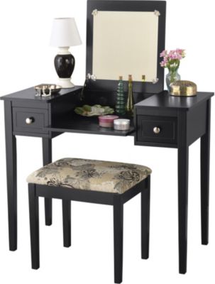 Black Vanity Bench and Stool