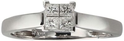14K White Gold Princess Cut Diamond Ring