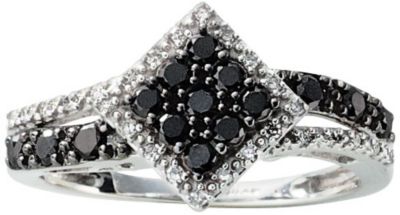 10K White Gold 1/2 ct tw Black & White Bypass Ring