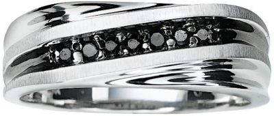 Men's 10K White Gold 1/10 ct tw Black Diamond Ring