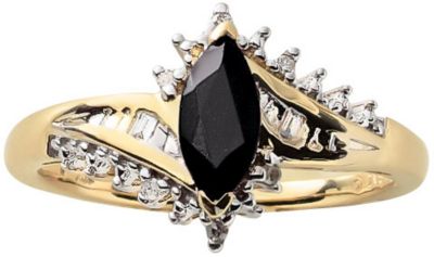 10K Gold Marquise Black Onyx Ring