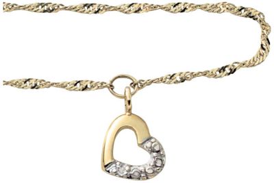 10K Gold 10" Heart Ankle Bracelet