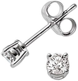 14K White Gold Round Diamond Studs