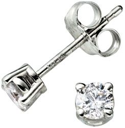 14K White Gold Round Diamond Studs