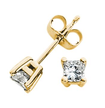 14K Gold 1/3 ct tw Princess Cut Diamond Studs