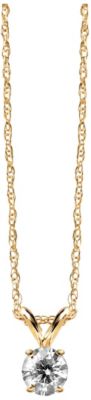 14K Gold Round Diamond Solitaire Pendant