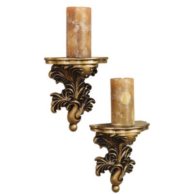 Gold Leaf Shelf, Mirror + Sconces