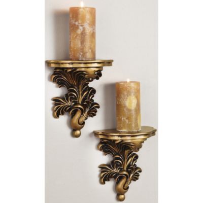 Gold Leaf Shelf, Mirror + Sconces