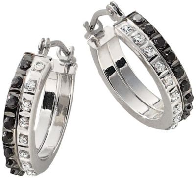 Diamond Fascination&trade; 14K White Gold Double Hoops