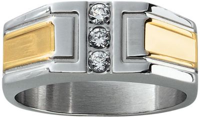 Two Tone Stainless Steel Men's Bracelet & Ring Set