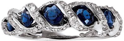 14K White Gold Sapphire & 1/3 ct tw Diamond Ring