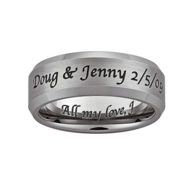 Tungsten Polished & Satin Personalized Band