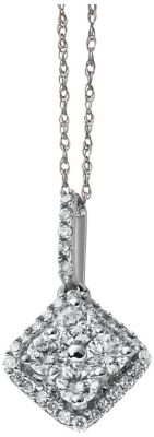 10K White Gold 1/2 ct tw Diamond Square Pendant