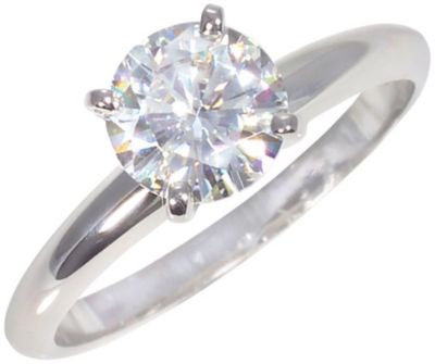 14K White Gold 1 ct* Round Moissanite Ring