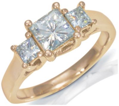 14K Gold 1 1/10 ct tw* Moissanite 3 Stone Ring