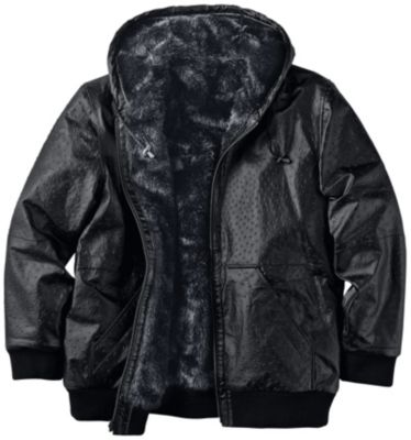 Excelled Reversible Hooded Leather Bomber Jacket