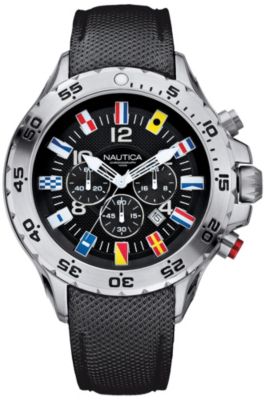 Reloj cronógrafo Nautica c/bandera, negro