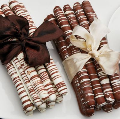 Milk and White Chocolate Covered Pretzel Rods