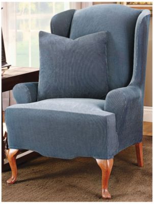 Sure Fit Stretch Stripe 2 pc Wing Chair Slipcover