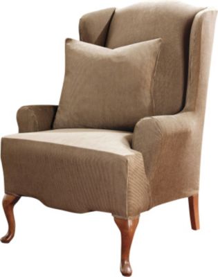 Sure Fit Stretch Stripe 2 pc Wing Chair Slipcover