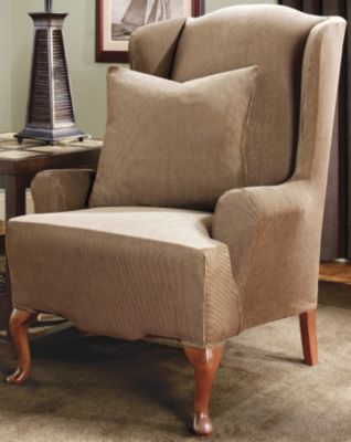 Sure Fit Stretch Stripe 2 pc Wing Chair Slipcover