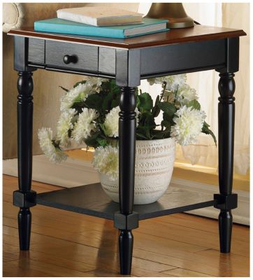 End Table w/Drawer & Shelf, Oak Wood Veneer Top