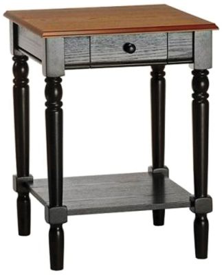 End Table w/Drawer & Shelf, Oak Wood Veneer Top