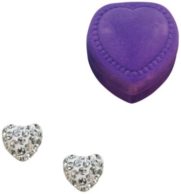 10K Crystal Heart Stud Earrings