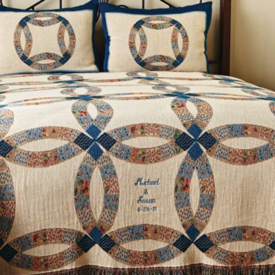 Personalized Wedding Ring Queen Bedspread