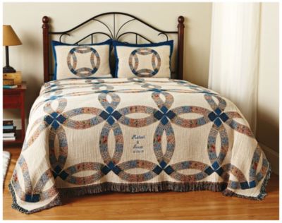 Personalized Wedding Ring Queen Bedspread