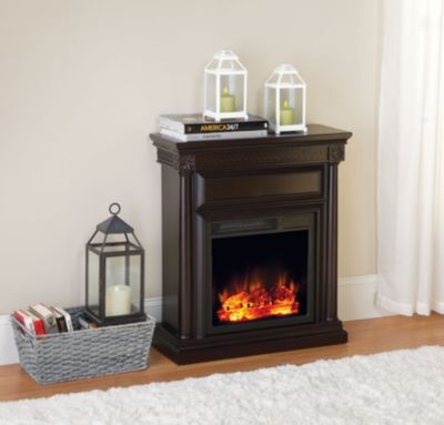Espresso Fireplace Mantle w/Heater Insert