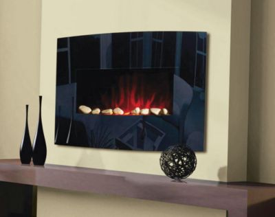 Prolectrix Black Glass Wall Mount Fireplace