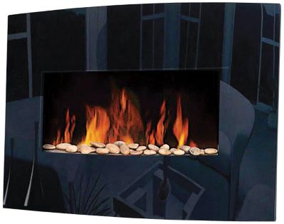 Prolectrix Black Glass Wall Mount Fireplace