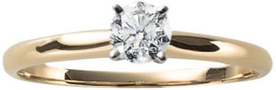 14K Gold Round Diamond Solitaire Ring